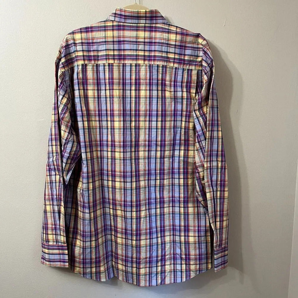 Alan Flusser Mens Multicolor Button Up Shirt XL Classic Plaid Cotton Long Sleeve - Picture 3 of 11